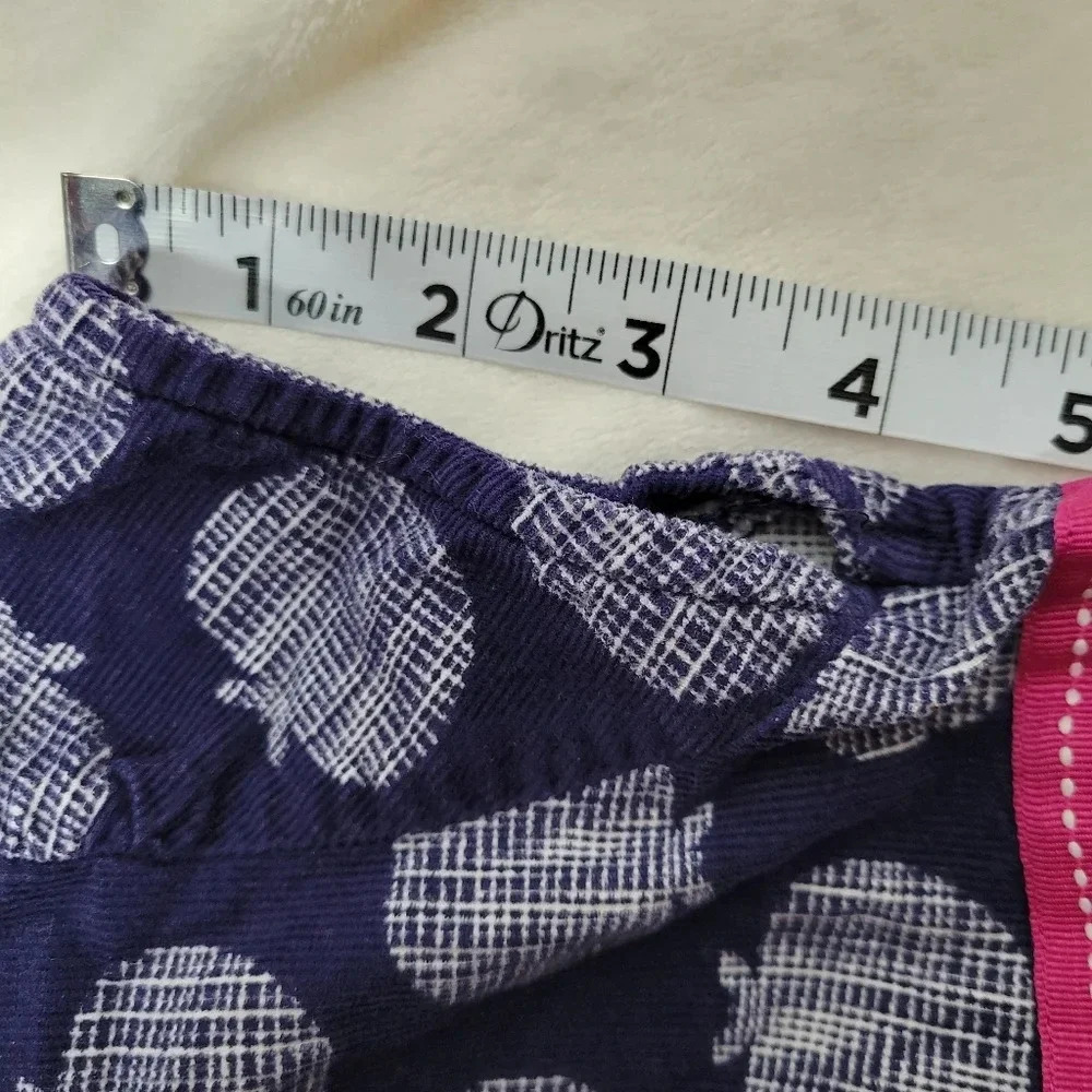 Gymboree Girls Size 4T Dress Navy Blue Apples Pink Ribbon Waist - Picture 12 of 13